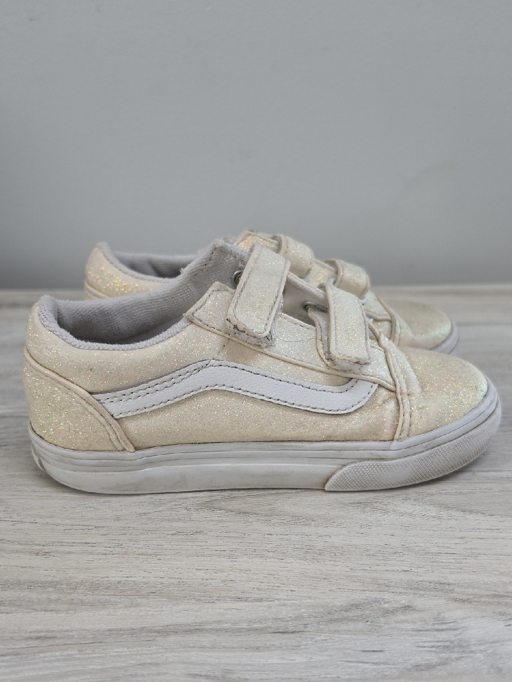 Vans Kids Glitter Velcro Sneakers - Cream/White